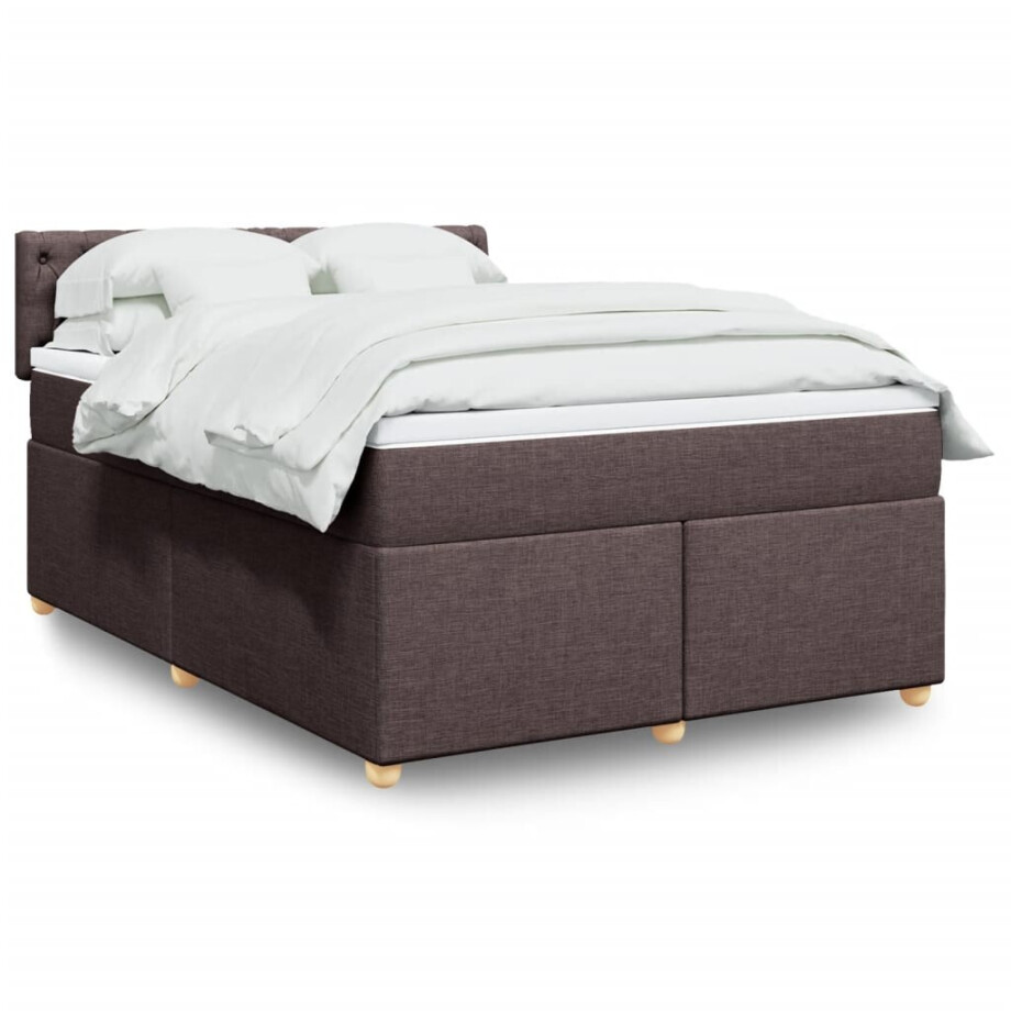 vidaXL Boxspring met matras stof donkerbruin 160x200 cm vidaXL Boxspring met matras stof donkerbruin 160x200 cm afbeelding 1