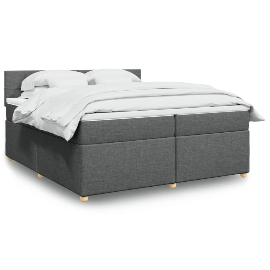 vidaXL Boxspring met matras stof donkergrijs 200x200 cm vidaXL Boxspring met matras stof donkergrijs 200x200 cm afbeelding 1