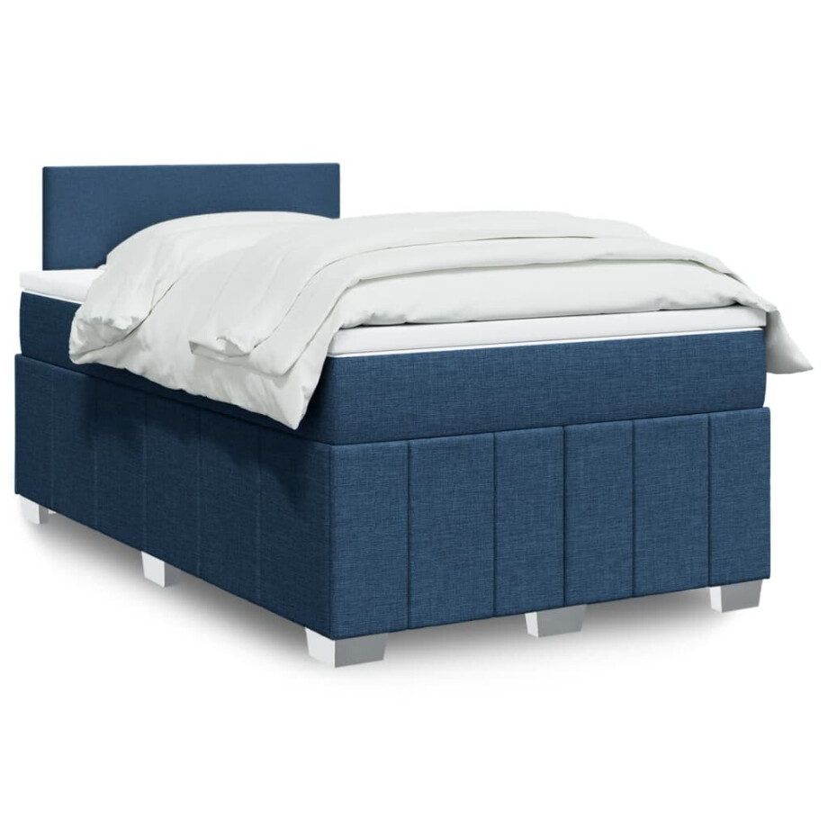 vidaXL Boxspring met matras stof blauw 120x200 cm vidaXL Boxspring met matras stof blauw 120x200 cm afbeelding 1