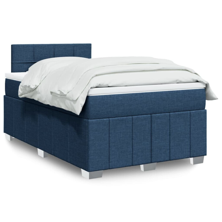 vidaXL Boxspring met matras stof blauw 120x200 cm vidaXL Boxspring met matras stof blauw 120x200 cm afbeelding 1