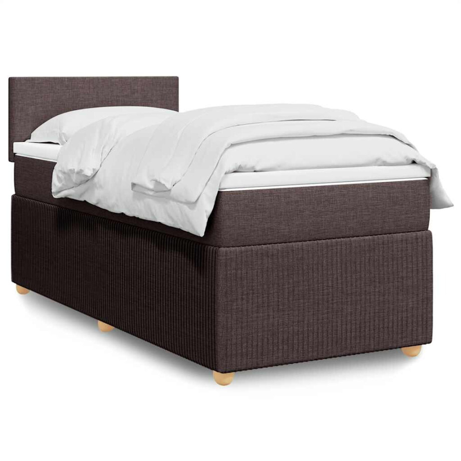 vidaXL Boxspring met matras stof donkerbruin 80x200 cm vidaXL Boxspring met matras stof donkerbruin 80x200 cm afbeelding 1
