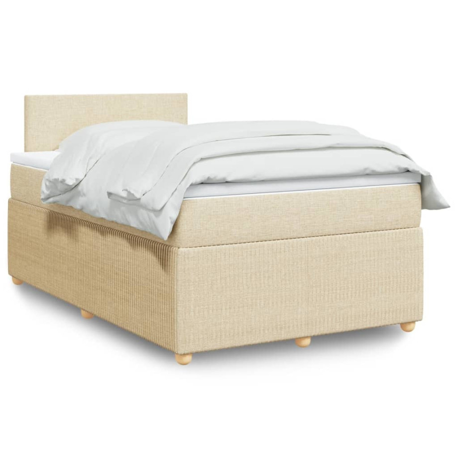 vidaXL Boxspring met matras stof crèmekleurig 120x190 cm afbeelding 1