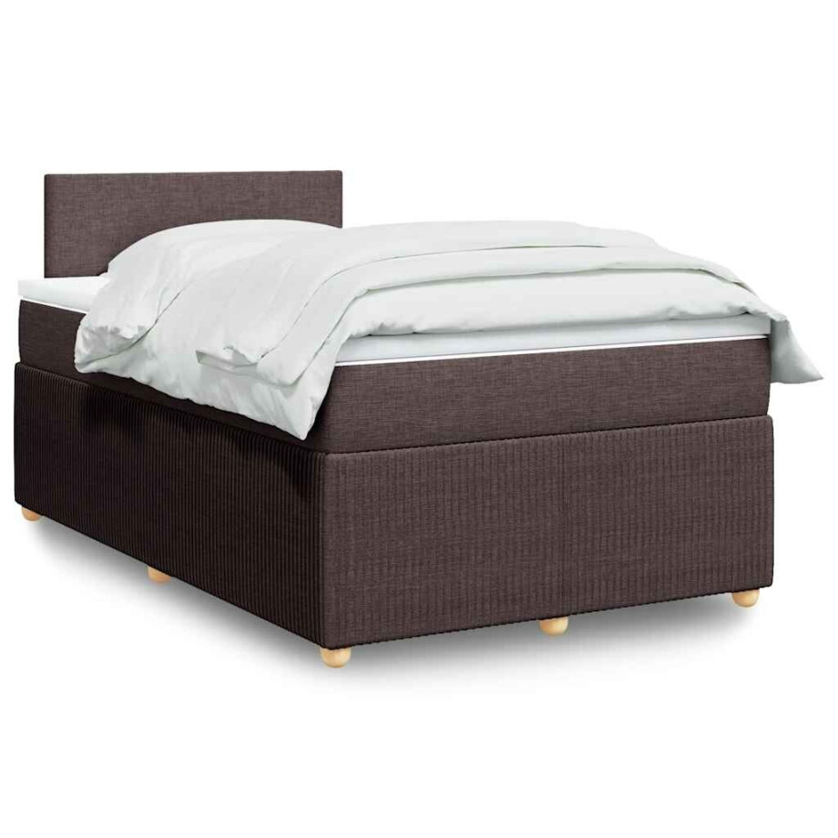 vidaXL Boxspring met matras stof donkerbruin 120x200 cm vidaXL Boxspring met matras stof donkerbruin 120x200 cm afbeelding 1