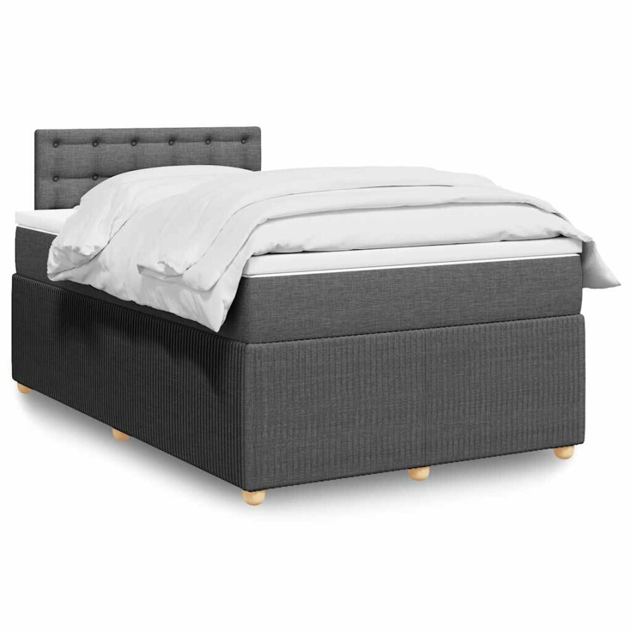 vidaXL Boxspring met matras stof donkergrijs 120x200 cm vidaXL Boxspring met matras stof donkergrijs 120x200 cm afbeelding 1