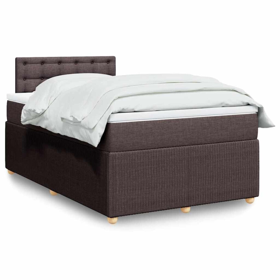 vidaXL Boxspring met matras stof donkerbruin 120x200 cm vidaXL Boxspring met matras stof donkerbruin 120x200 cm afbeelding 1