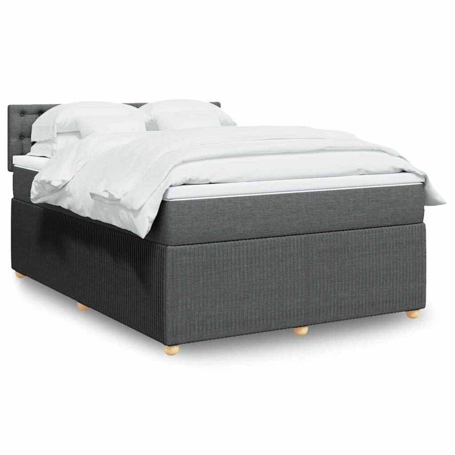vidaXL Boxspring met matras stof donkergrijs 160x200 cm afbeelding 1