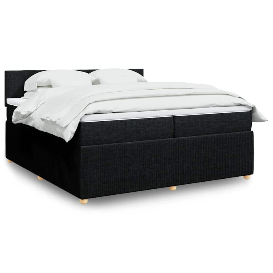 vidaXL Boxspring met matras stof zwart 200x200 cm vidaXL Boxspring met matras stof zwart 200x200 cm afbeelding 1
