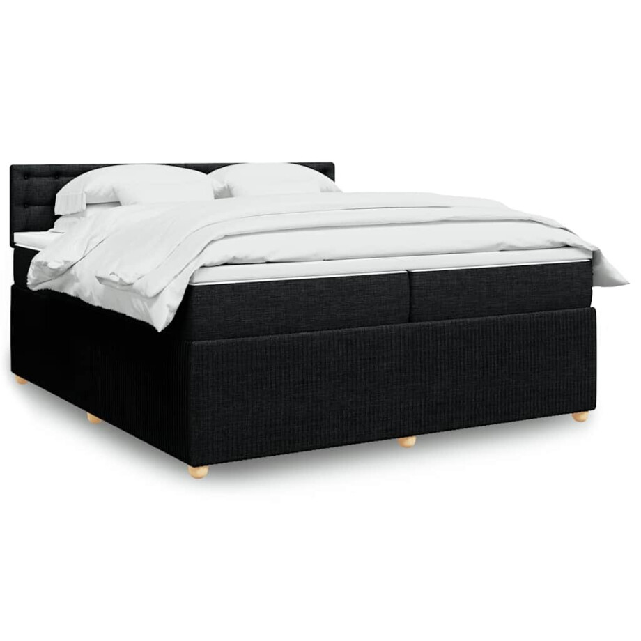 vidaXL Boxspring met matras stof zwart 200x200 cm vidaXL Boxspring met matras stof zwart 200x200 cm afbeelding 1