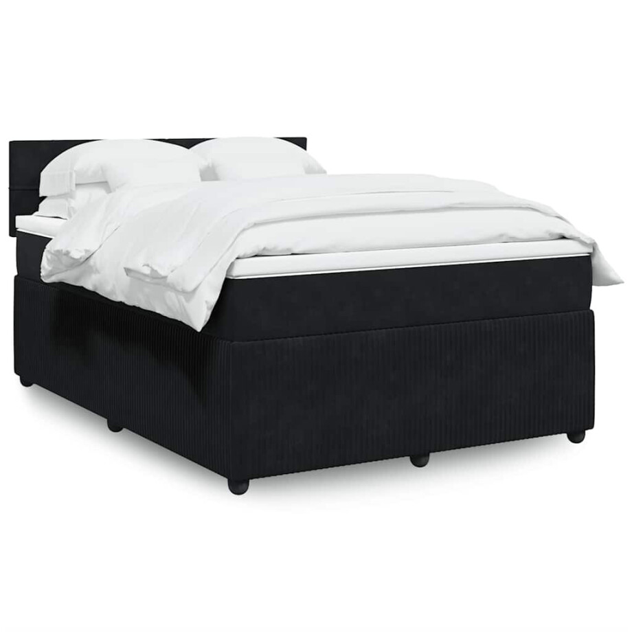 vidaXL Boxspring met matras fluweel zwart 140x190 cm vidaXL Boxspring met matras fluweel zwart 140x190 cm afbeelding 1