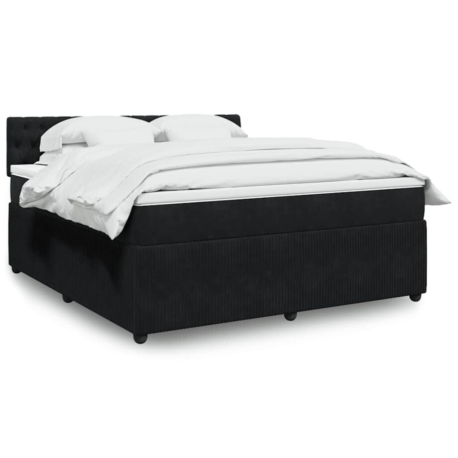 vidaXL Boxspring met matras fluweel zwart 180x200 cm vidaXL Boxspring met matras fluweel zwart 180x200 cm afbeelding 1