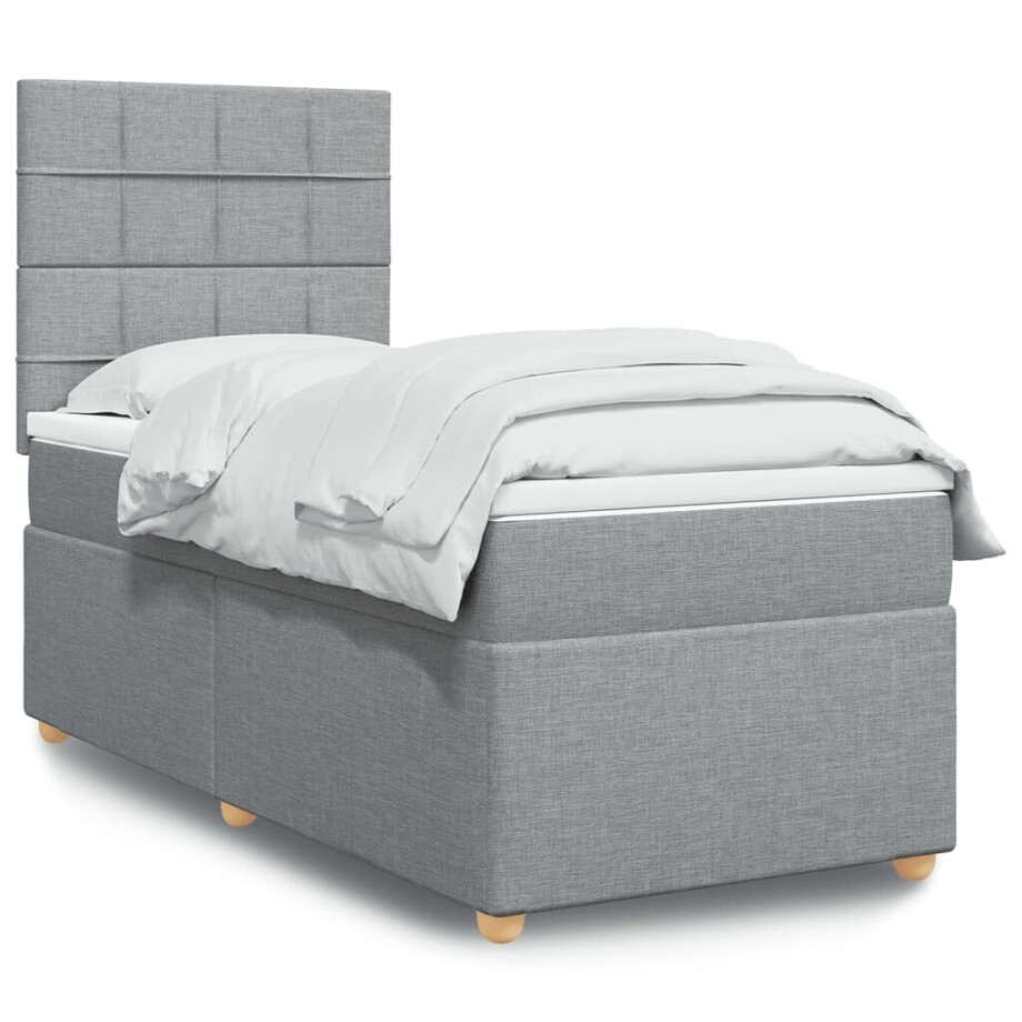 vidaXL Boxspring met matras stof lichtgrijs 80x200 cm vidaXL Boxspring met matras stof lichtgrijs 80x200 cm afbeelding 1