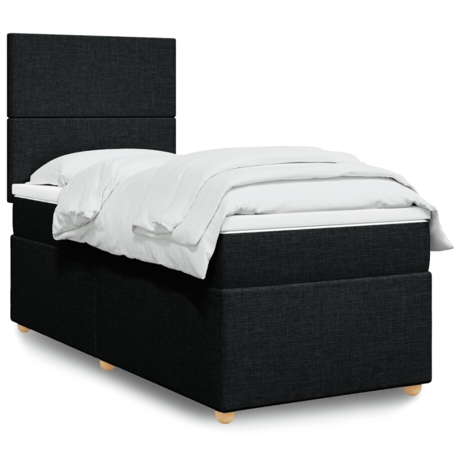 vidaXL Boxspring met matras stof zwart 90x190 cm afbeelding 1