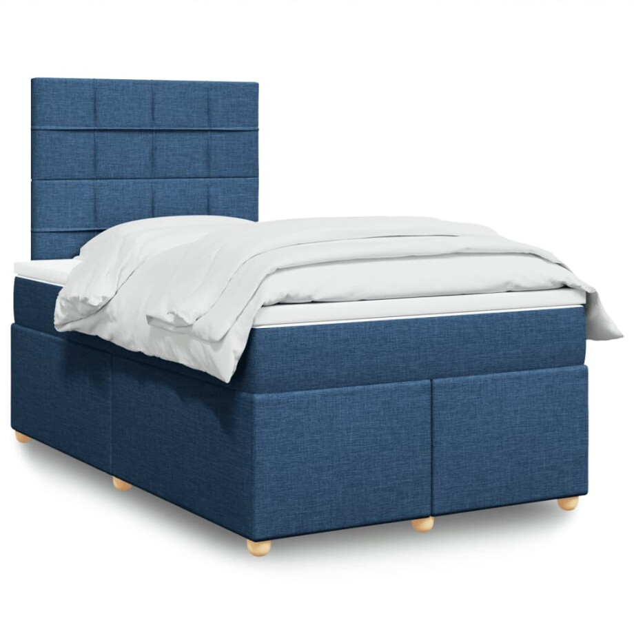 vidaXL Boxspring met matras stof blauw 120x190 cm afbeelding 1