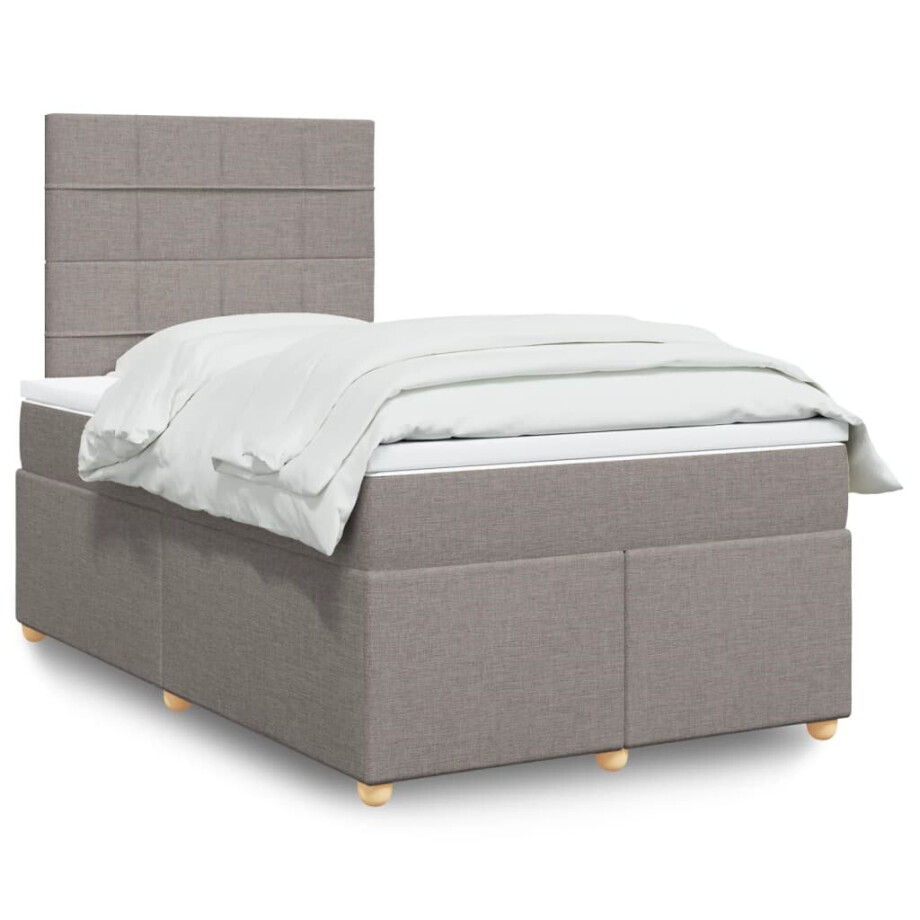 vidaXL Boxspring met matras stof taupe 120x200 cm vidaXL Boxspring met matras stof taupe 120x200 cm afbeelding 1