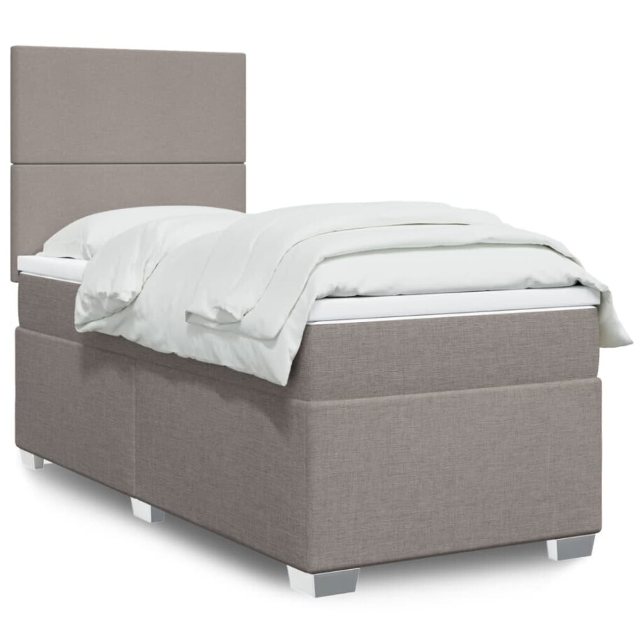 vidaXL Boxspring met matras stof taupe 80x200 cm vidaXL Boxspring met matras stof taupe 80x200 cm afbeelding 1
