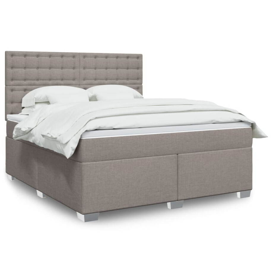 vidaXL Boxspring met matras stof taupe 180x200 cm vidaXL Boxspring met matras stof taupe 180x200 cm afbeelding 1