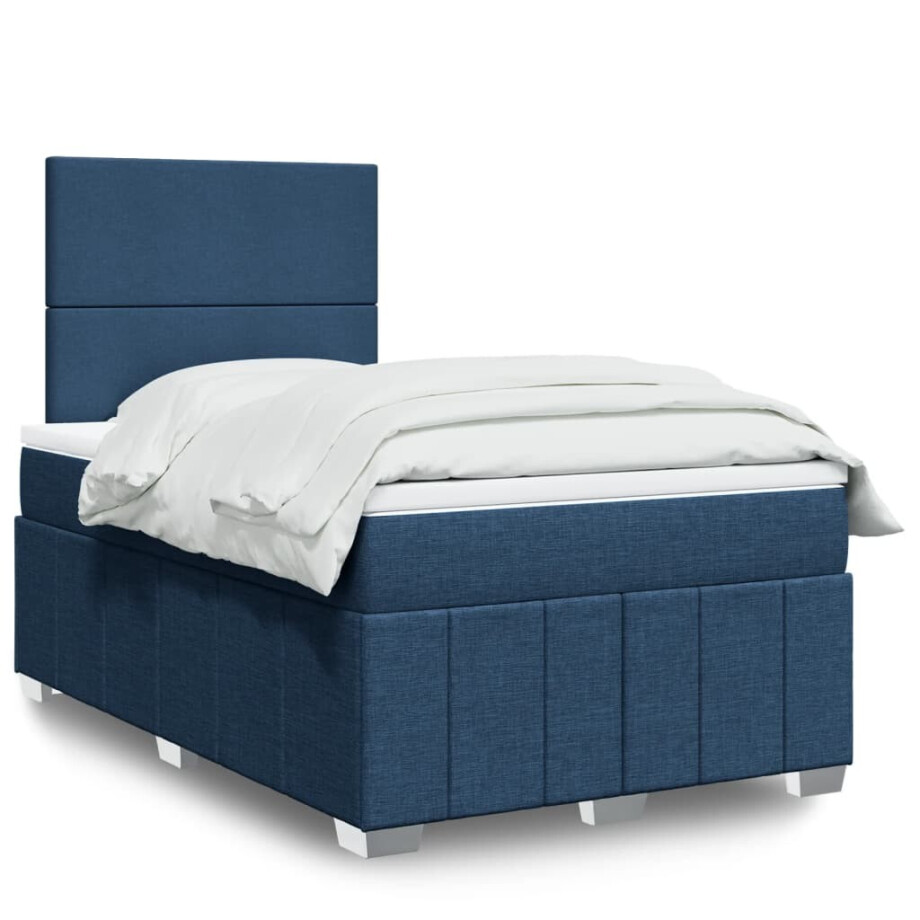 vidaXL Boxspring met matras stof blauw 120x200 cm vidaXL Boxspring met matras stof blauw 120x200 cm afbeelding 1