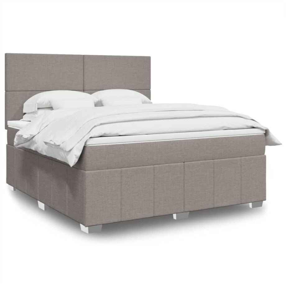 vidaXL Boxspring met matras stof taupe 180x200 cm vidaXL Boxspring met matras stof taupe 180x200 cm afbeelding 1