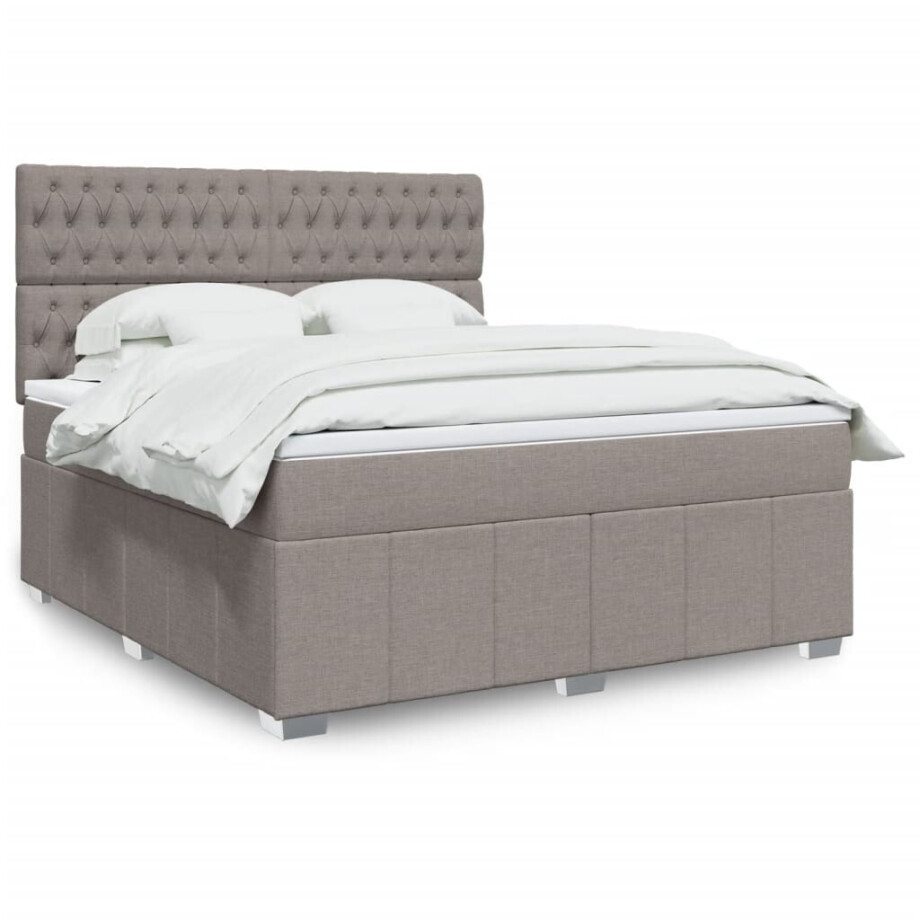 vidaXL Boxspring met matras stof taupe 180x200 cm vidaXL Boxspring met matras stof taupe 180x200 cm afbeelding 1