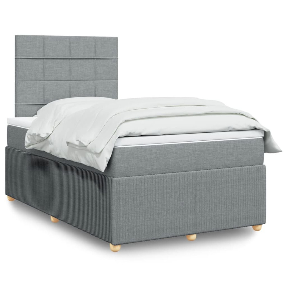 vidaXL Boxspring met matras stof lichtgrijs 120x190 cm vidaXL Boxspring met matras stof lichtgrijs 120x190 cm afbeelding 1