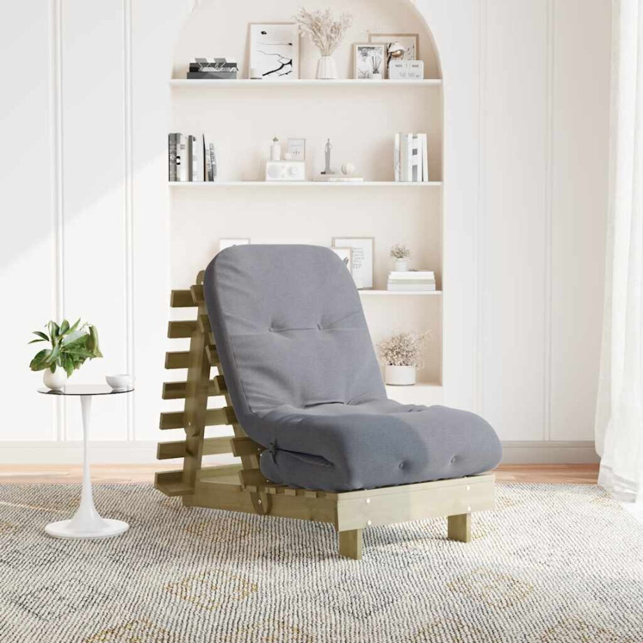 vidaXL Futon slaapbank met matras 60x206x11 cm geïmpregneerd hout afbeelding 1