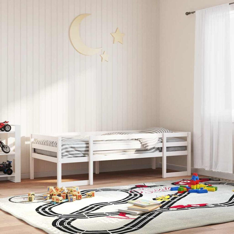 vidaXL Kinderbedframe massief grenenhout wit 80x200 cm afbeelding 1