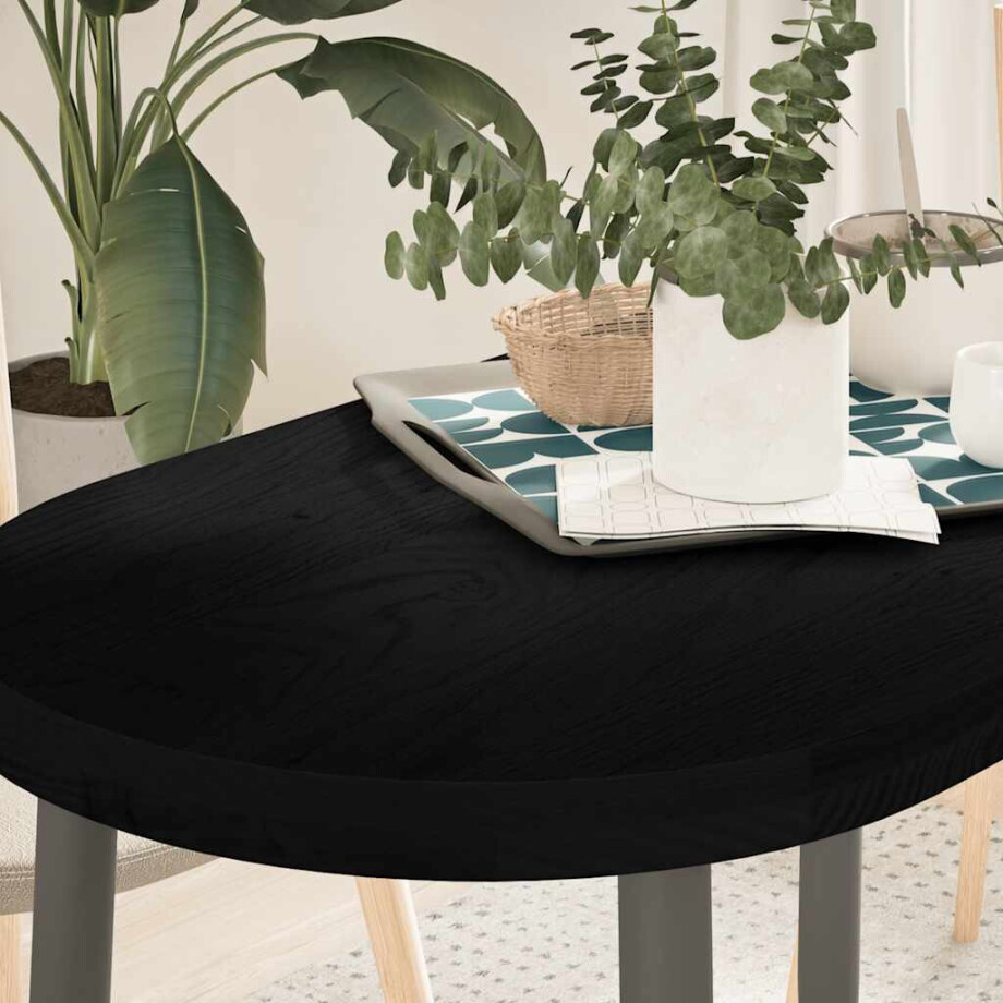 vidaXL Tafelblad 100x50x4 cm ovaal massief eikenhout donkerbruin afbeelding 1