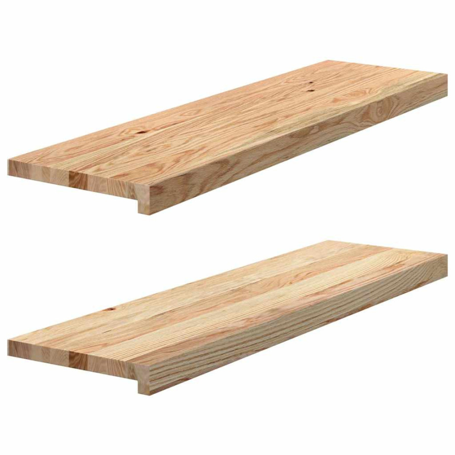 vidaXL Vensterbanken 2 st onbehandeld 90x30x2 cm massief eikenhout afbeelding 1