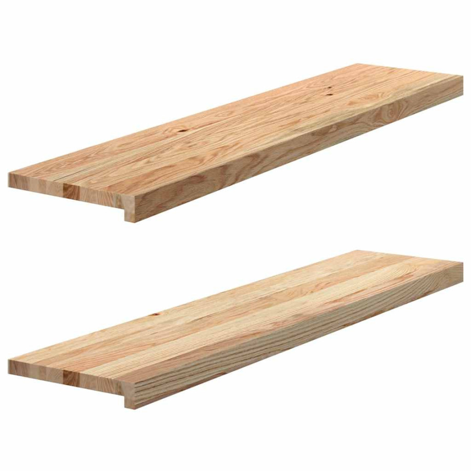 vidaXL Vensterbanken 2 st onbehandeld 110x30x2 cm massief eikenhout afbeelding 1