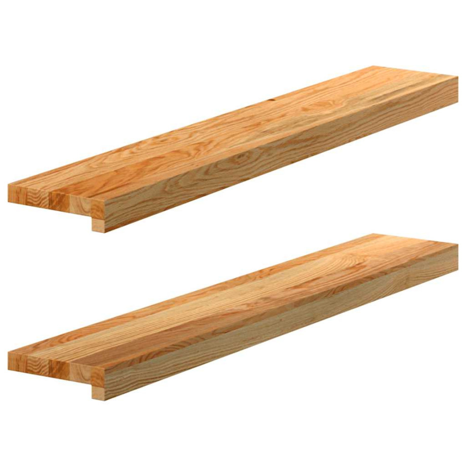 vidaXL Vensterbanken 2 st 90x15x2 cm massief eikenhout lichtbruin afbeelding 1