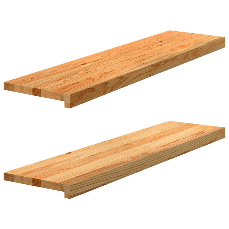 vidaXL Vensterbanken 2 st 100x25x2 cm massief eikenhout lichtbruin afbeelding 1