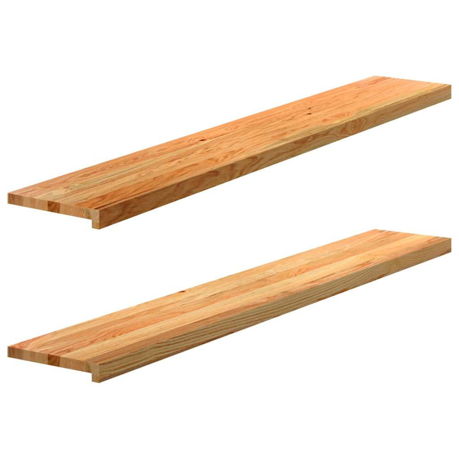 vidaXL Vensterbanken 2 st 160x30x2 cm massief eikenhout lichtbruin vidaXL Vensterbanken 2 st 160x30x2 cm massief eikenhout lichtbruin afbeelding 1
