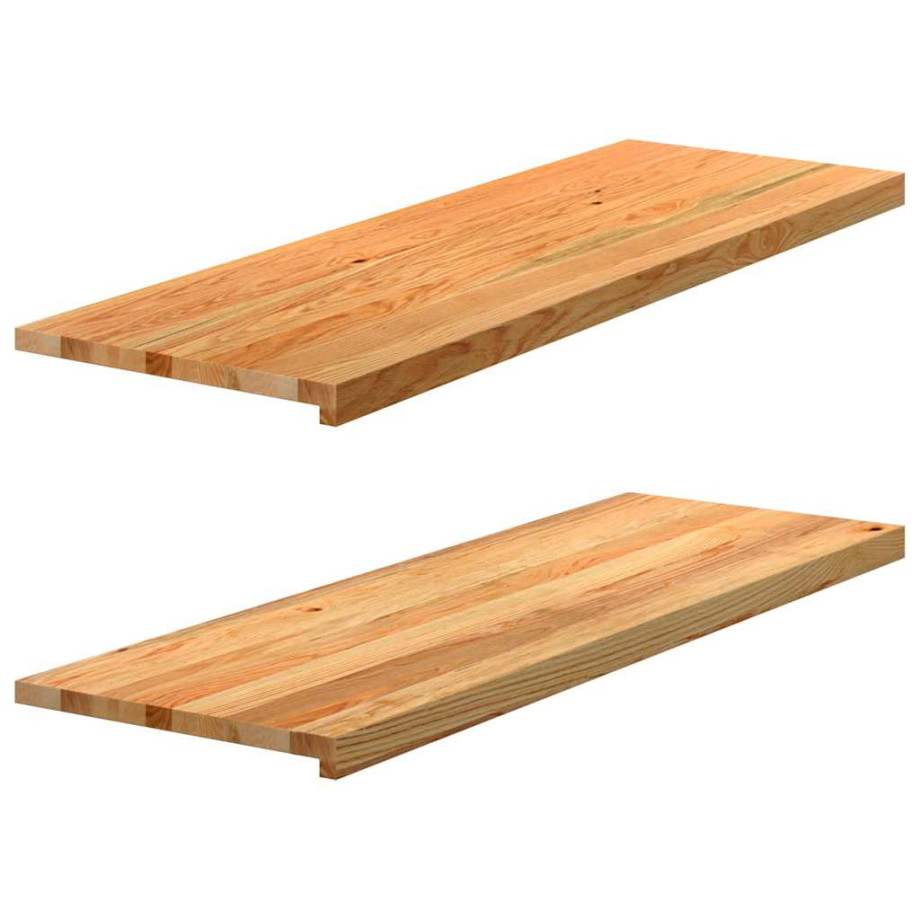 vidaXL Vensterbanken 2 st 120x40x2 cm massief eikenhout lichtbruin vidaXL Vensterbanken 2 st 120x40x2 cm massief eikenhout lichtbruin afbeelding 1