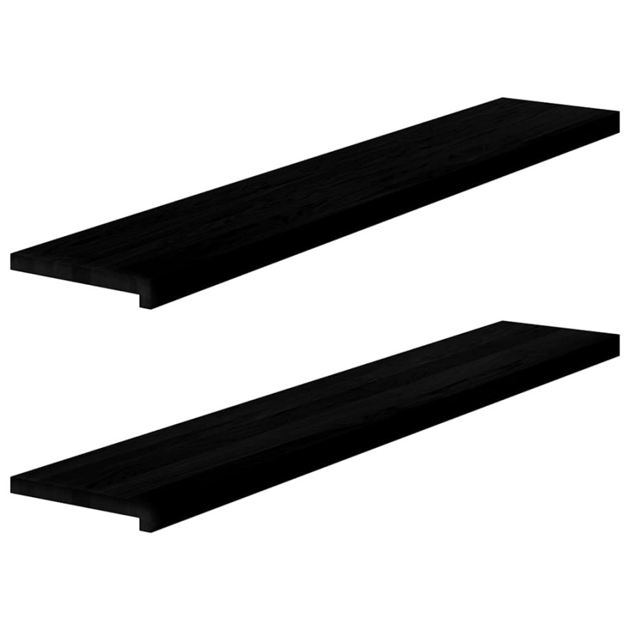 vidaXL Vensterbanken 2 st 140x25x2 cm massief eikenhout donkerbruin vidaXL Vensterbanken 2 st 140x25x2 cm massief eikenhout donkerbruin afbeelding 1
