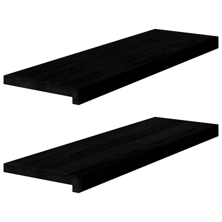 vidaXL Vensterbanken 2 st 80x30x2 cm massief eikenhout donkerbruin vidaXL Vensterbanken 2 st 80x30x2 cm massief eikenhout donkerbruin afbeelding 1