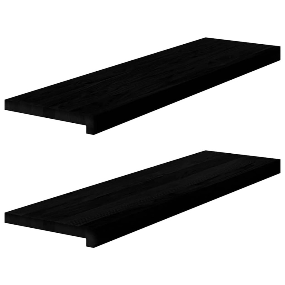 vidaXL Vensterbanken 2 st 90x30x2 cm massief eikenhout donkerbruin vidaXL Vensterbanken 2 st 90x30x2 cm massief eikenhout donkerbruin afbeelding 1