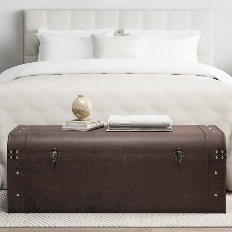 vidaXL Schatkist met sloten 110x50x39,5 cm multiplex donkerbruin afbeelding 1