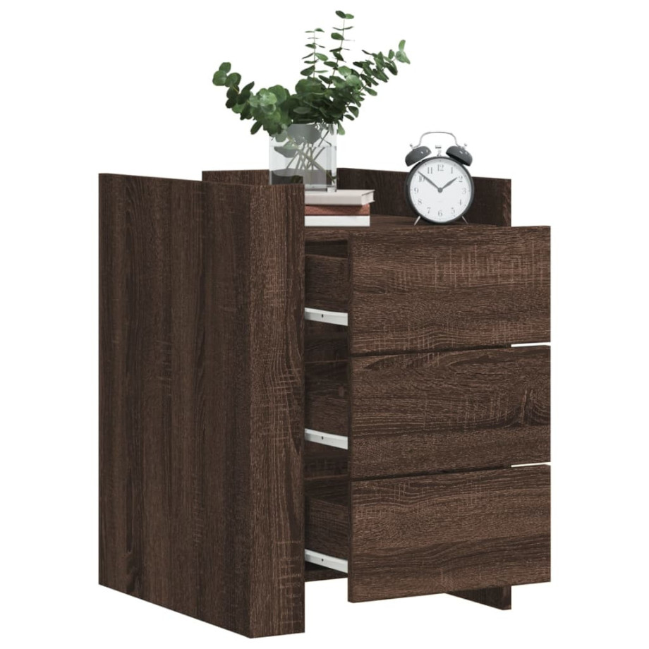vidaXL Nachtkastje 45x50x65 cm bewerkt hout bruin eikenkleurig afbeelding 1