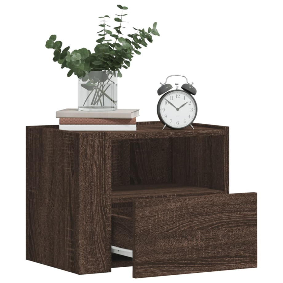 vidaXL Nachtkastje wandgemonteerd 45x30x35 cm bruin eikenkleurig afbeelding 1