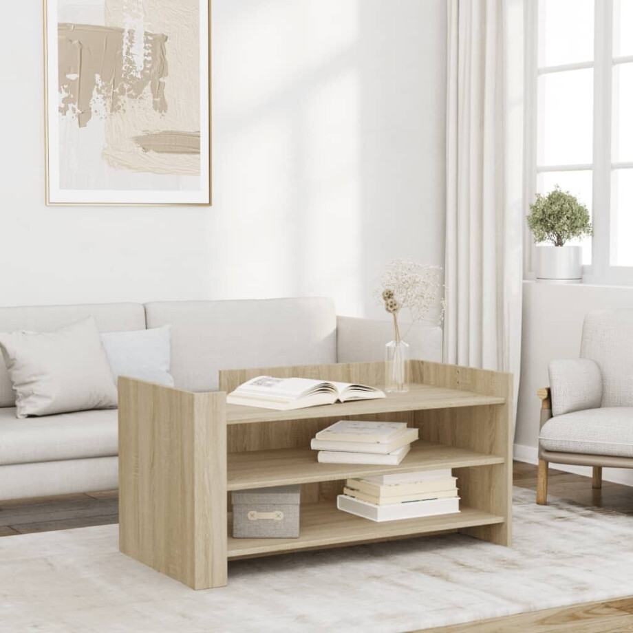 vidaXL Salontafel 100x50x50 cm bewerkt hout sonoma eikenkleurig afbeelding 1