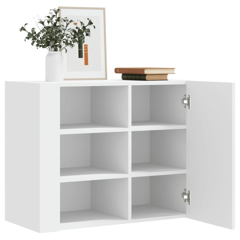 vidaXL Wandkast 75x35x60 cm bewerkt hout wit afbeelding 1