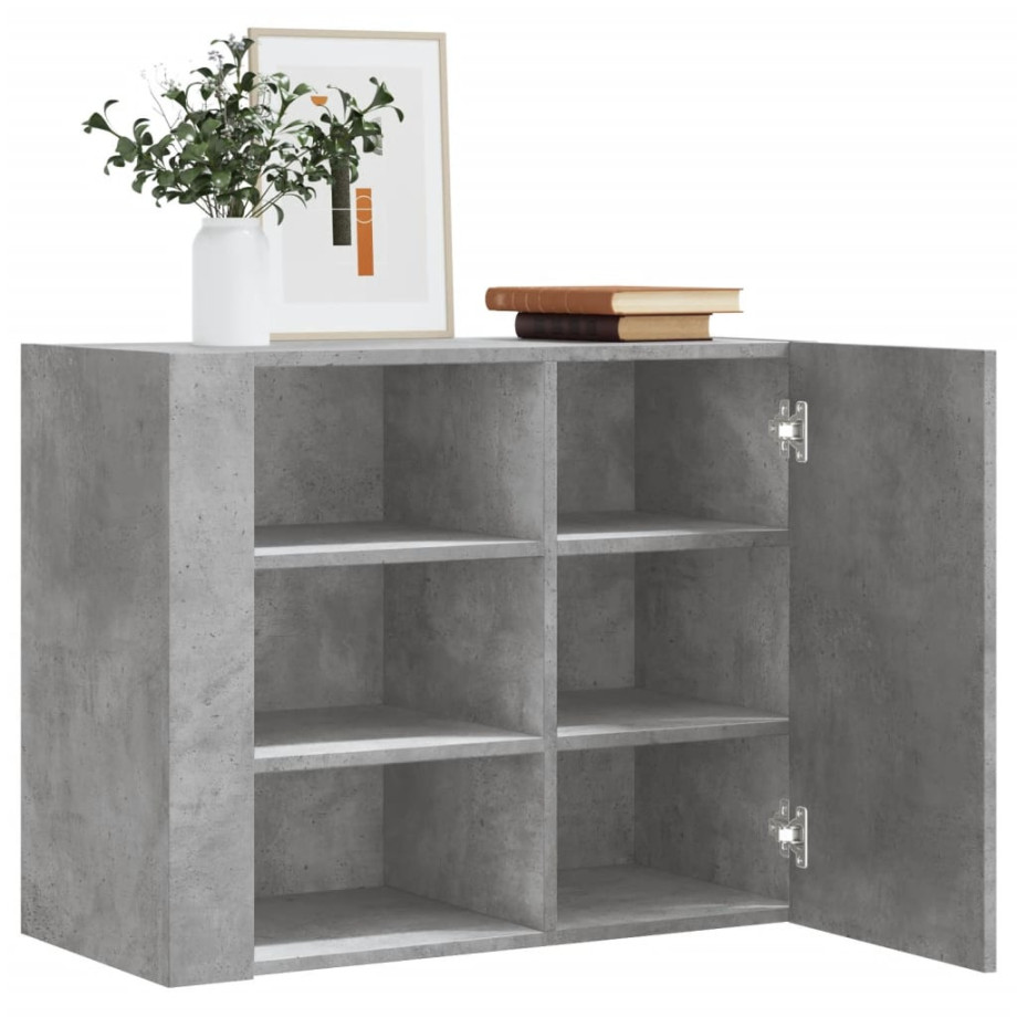 vidaXL Wandkast 75x35x60 cm bewerkt hout betongrijs vidaXL Wandkast 75x35x60 cm bewerkt hout betongrijs afbeelding 1