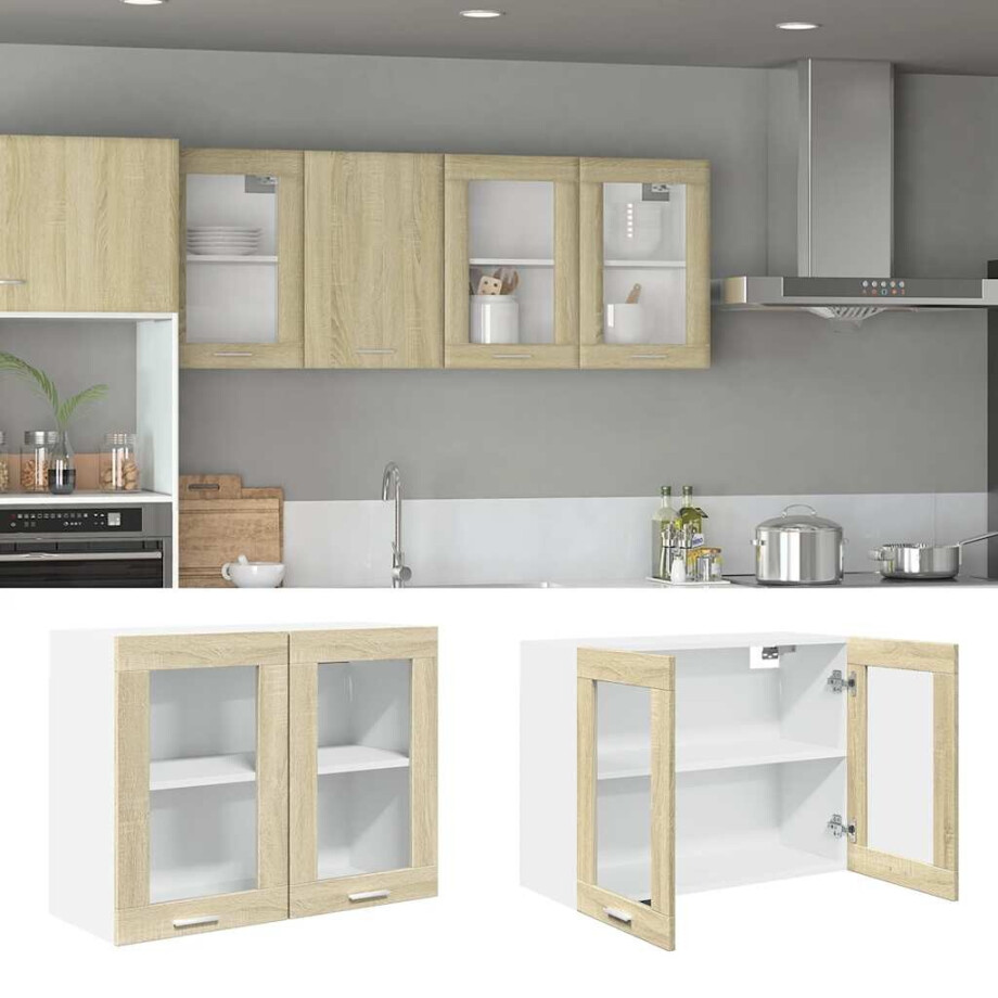 vidaXL Bovenkast Lyon 80x31x60 cm bewerkt hout sonoma eikenkleurig vidaXL Bovenkast Lyon 80x31x60 cm bewerkt hout sonoma eikenkleurig afbeelding 1