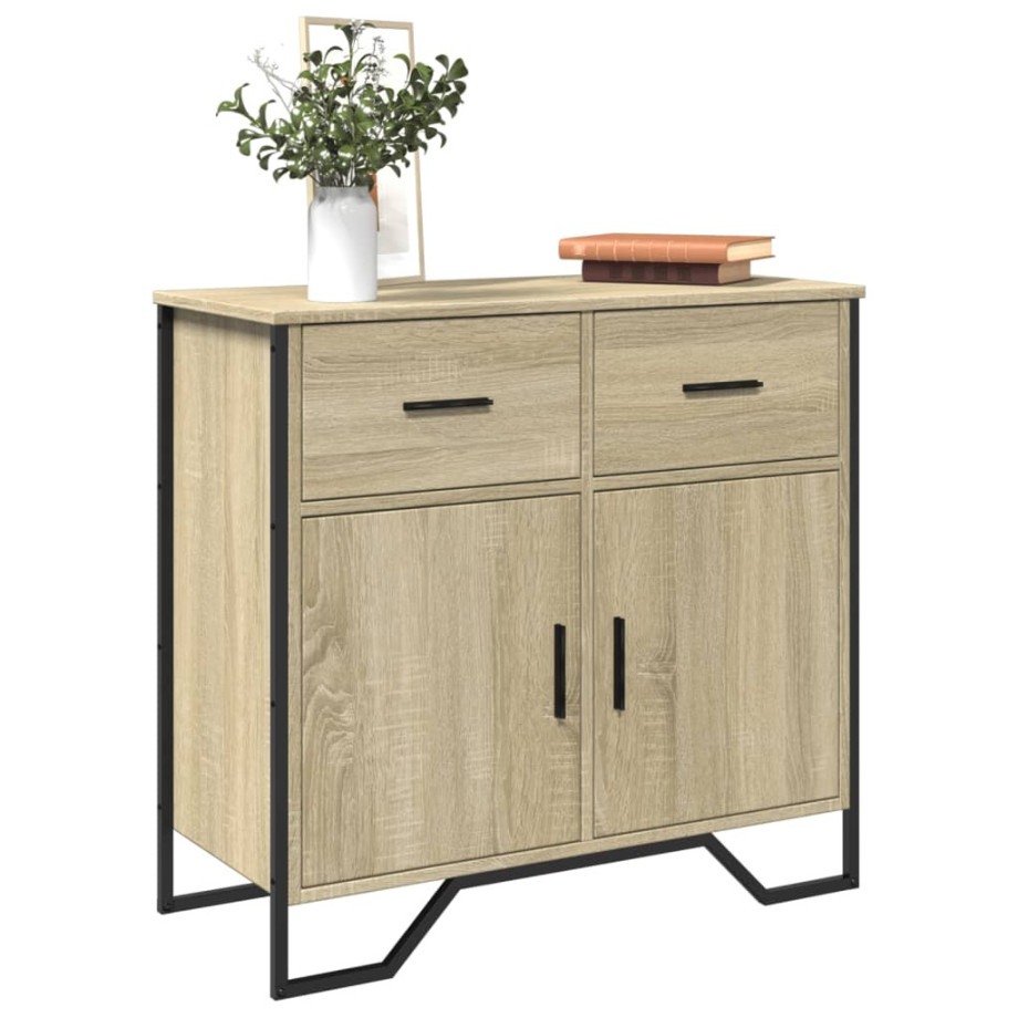 vidaXL Dressoir 79.5x35,5x74,5 cm bewerkt hout sonoma eikenkleurig afbeelding 1