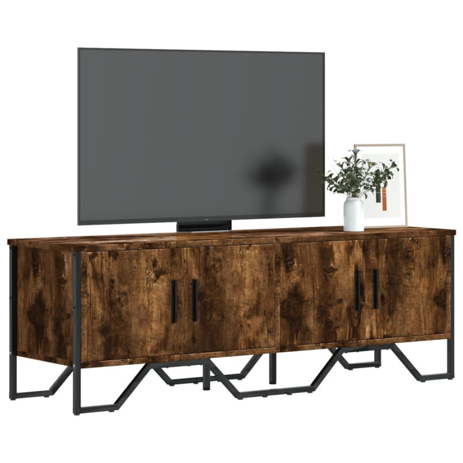 vidaXL Tv-meubel 122x34x41 cm bewerkt hout gerookt eikenkleurig vidaXL Tv-meubel 122x34x41 cm bewerkt hout gerookt eikenkleurig afbeelding 1