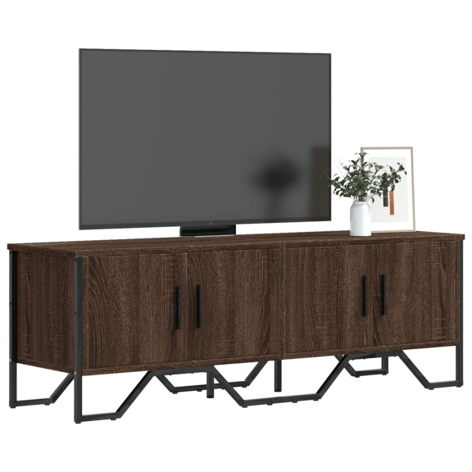 vidaXL Tv-meubel 122x34x41 cm bewerkt hout bruin eikenkleurig vidaXL Tv-meubel 122x34x41 cm bewerkt hout bruin eikenkleurig afbeelding 1