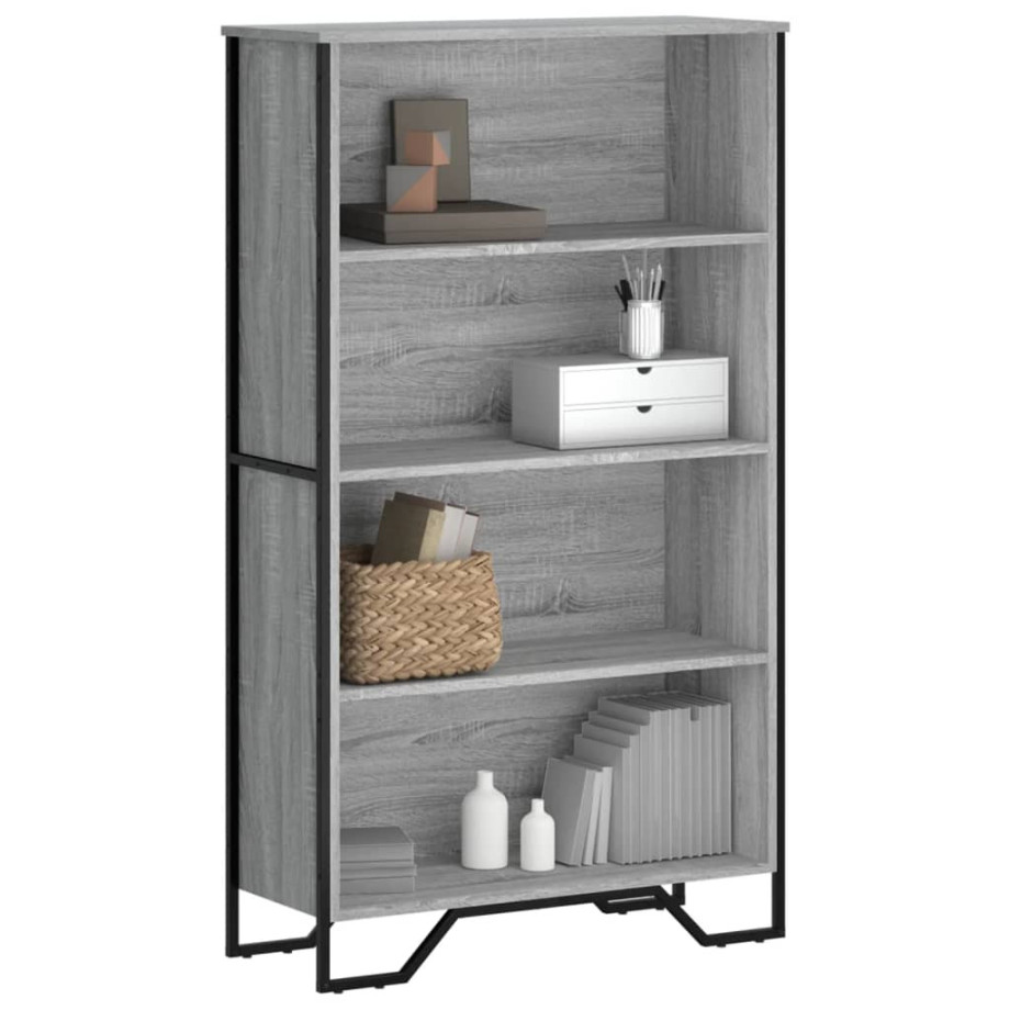 vidaXL Boekenkast 80x31x137,5cm bewerkt hout grijs sonoma eikenkleurig afbeelding 1