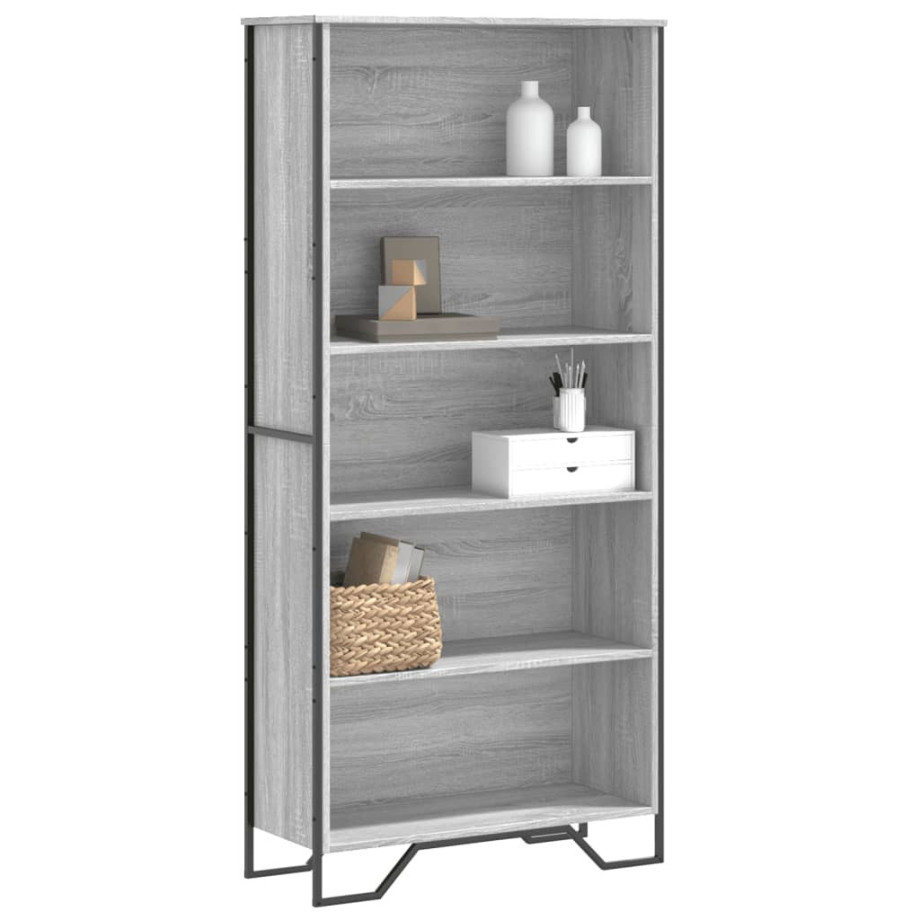 vidaXL Boekenkast 80x31x169 cm bewerkt hout grijs sonoma eikenkleurig afbeelding 1