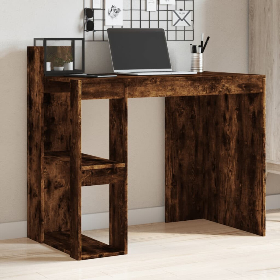 vidaXL Bureau 103,5x56,5x94 cm bewerkt hout gerookt eikenkleurig afbeelding 1