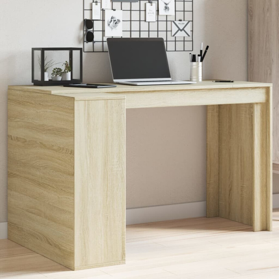 vidaXL Bureau 123,5x73,5x75 cm bewerkt hout sonoma eikenkleurig afbeelding 1